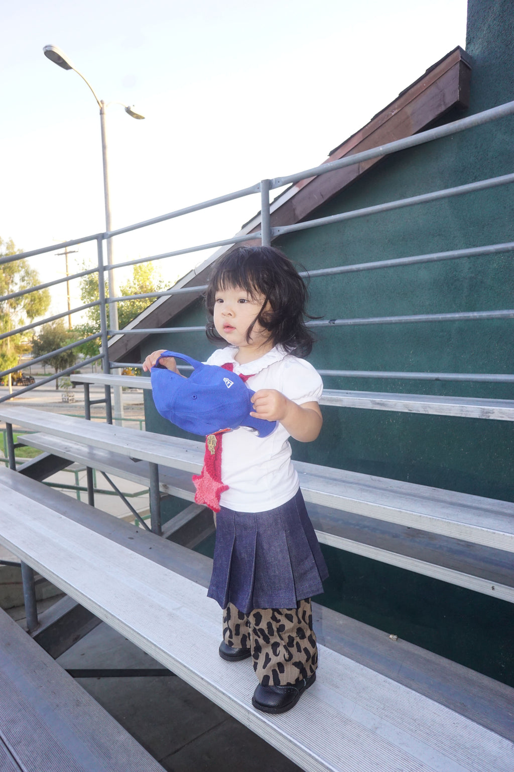 Pleated Apron Belt Skirt