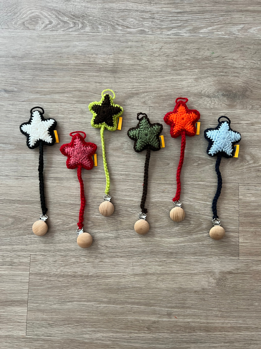 Star Crochet Pacifier Clips