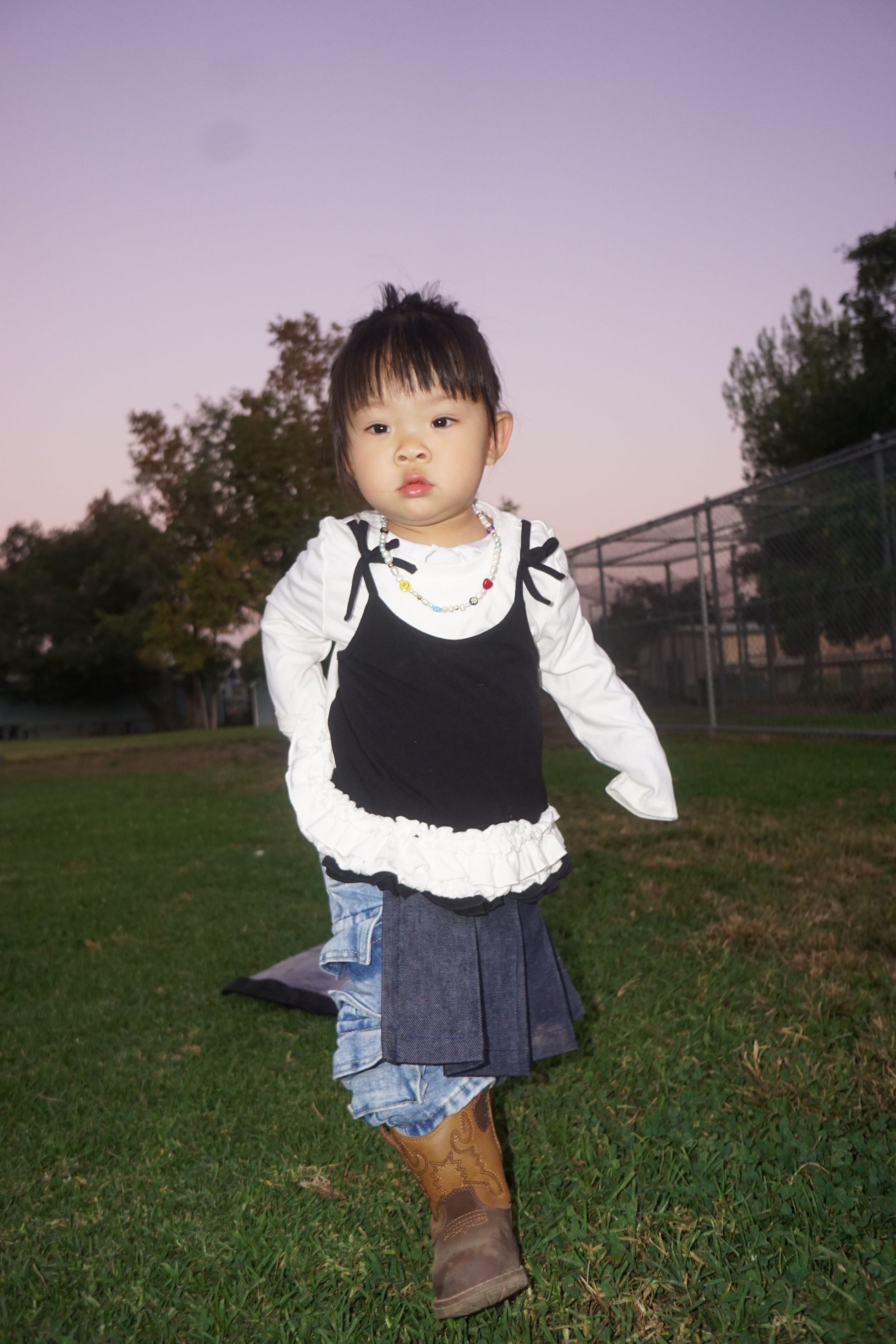 Pleated Apron Belt Skirt