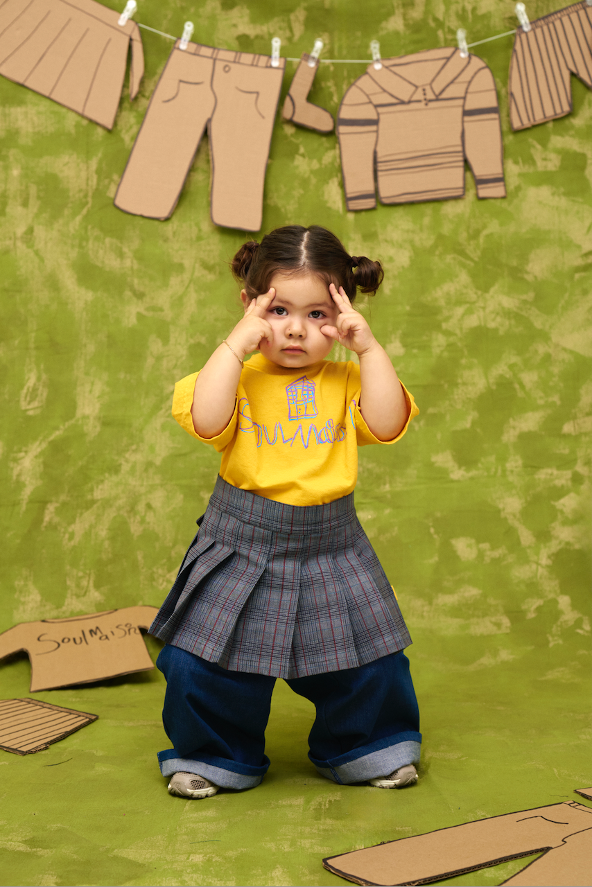 Pleated Apron Belt Skirt