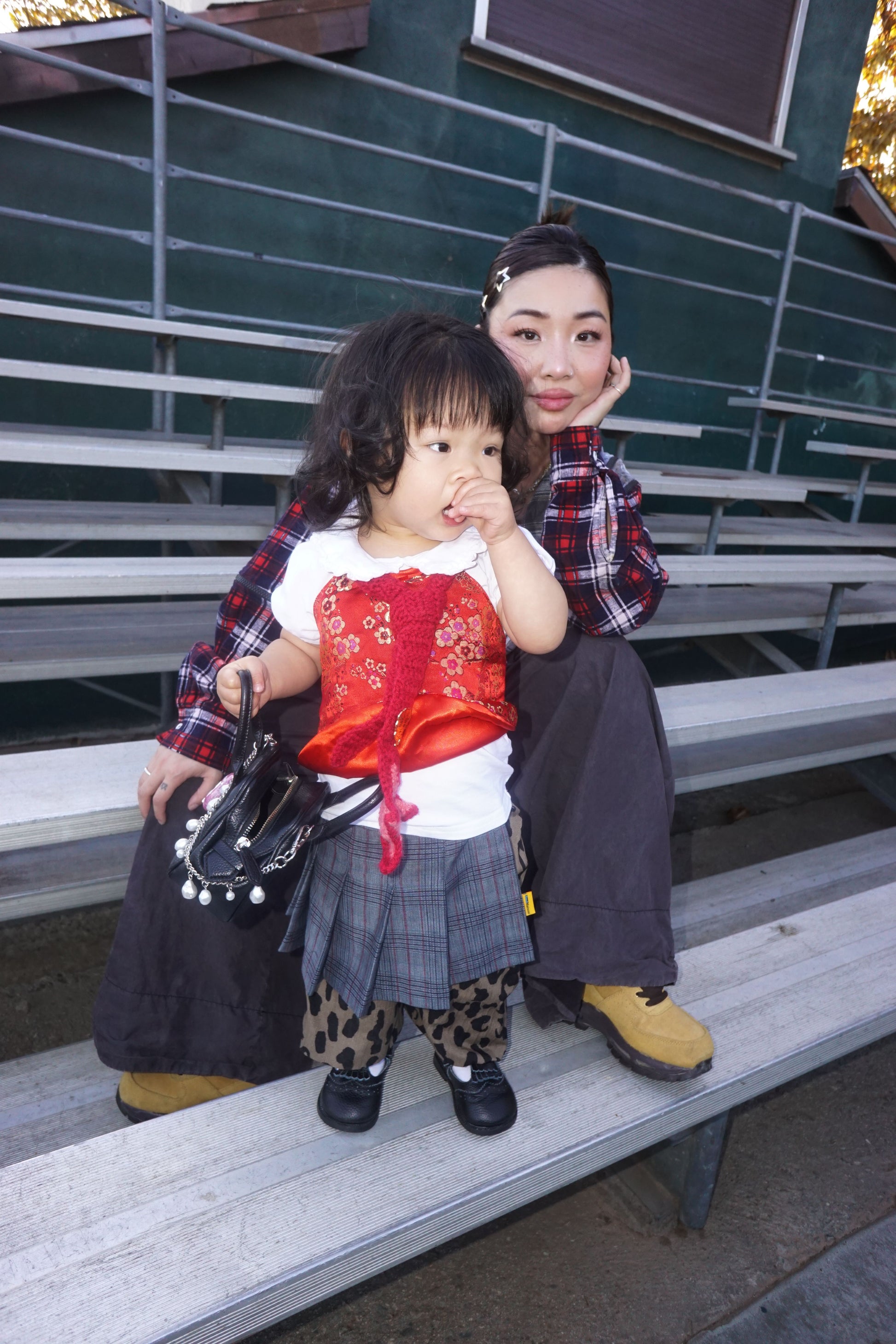 Pleated Apron Belt Skirt