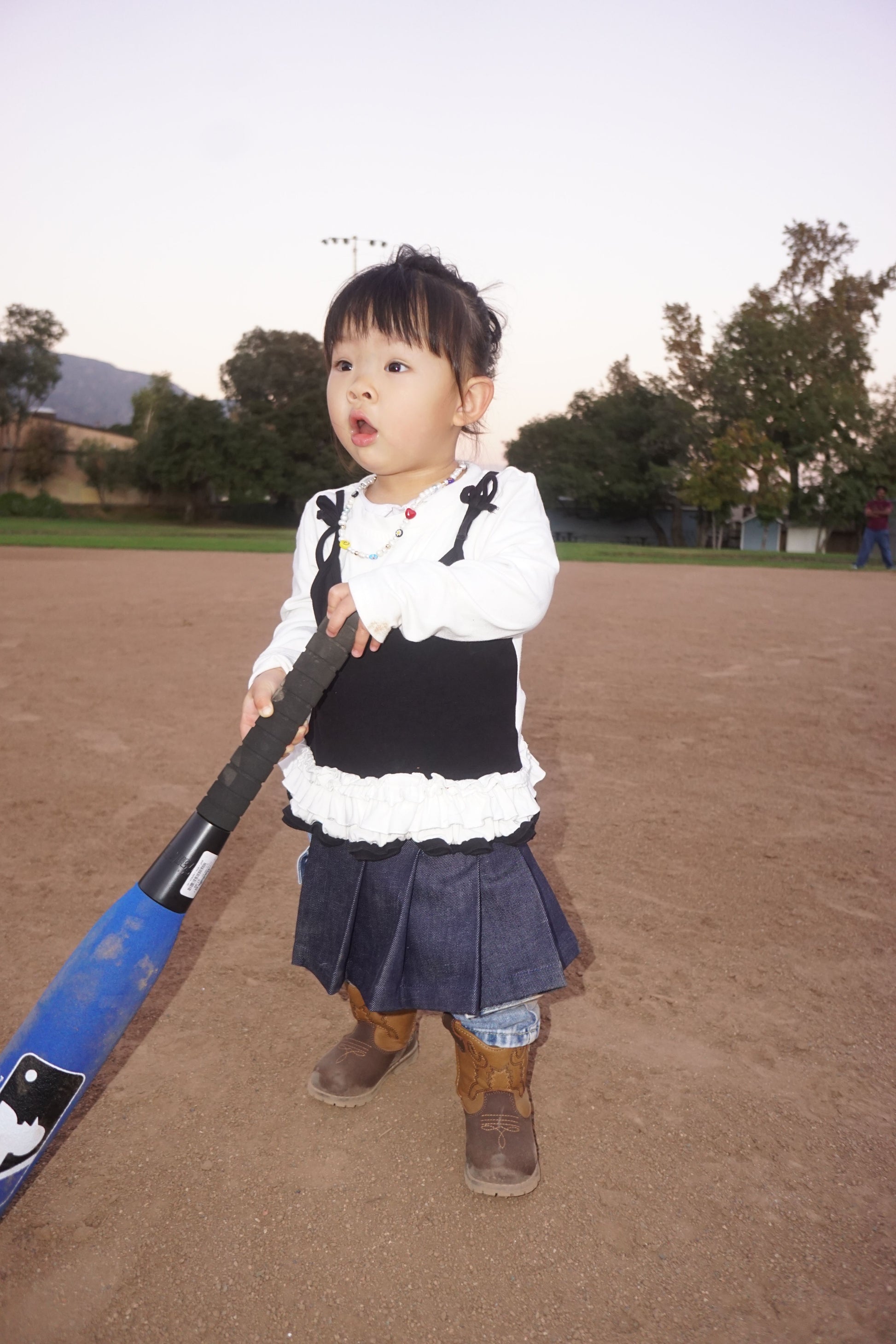 Pleated Apron Belt Skirt