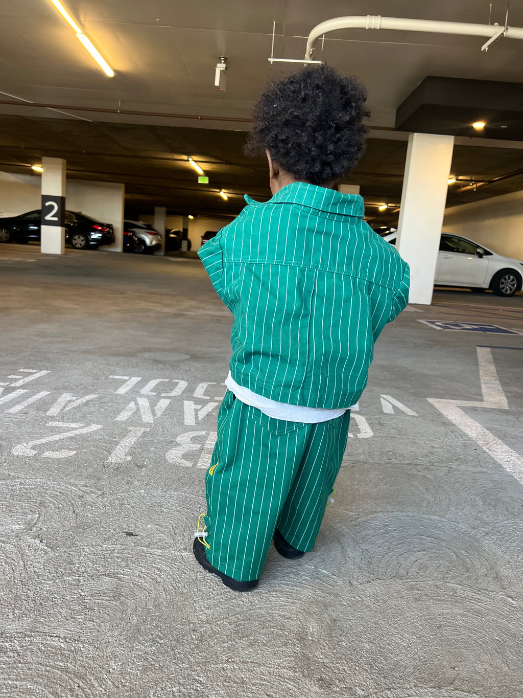 The "Kusama" Denim- Green Pinstripe