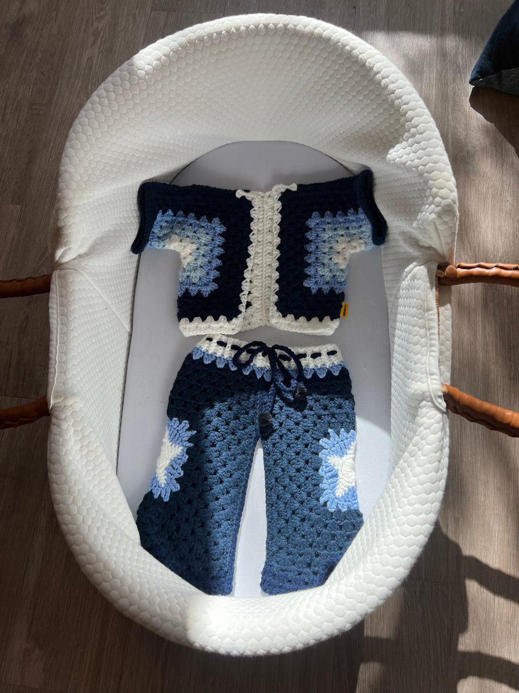 Blue and White Hexagon Sweater