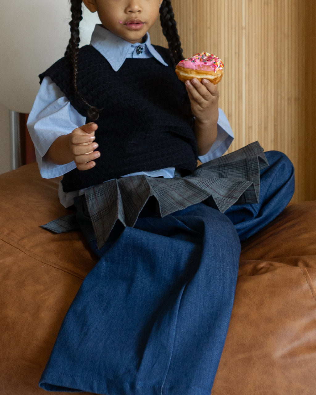 Pleated Apron Belt Skirt