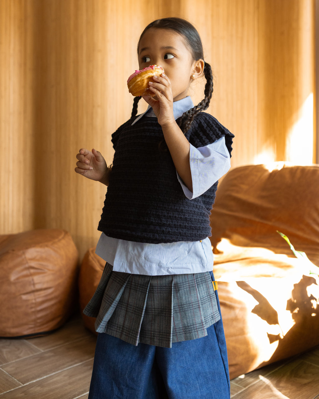 Pleated Apron Belt Skirt